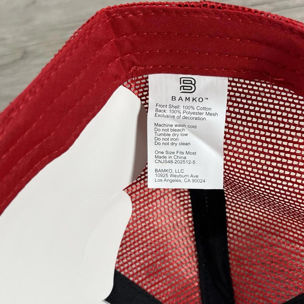 Costco Wholesale Black And Red Promo Cap Adjustable SnapBack Trucker Hat Mesh - Picture 7 of 7